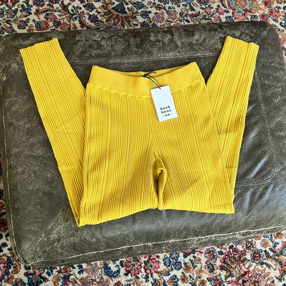 Back Beat Co. Pants - back beat co. Ribbed Knit Leggings Yellow